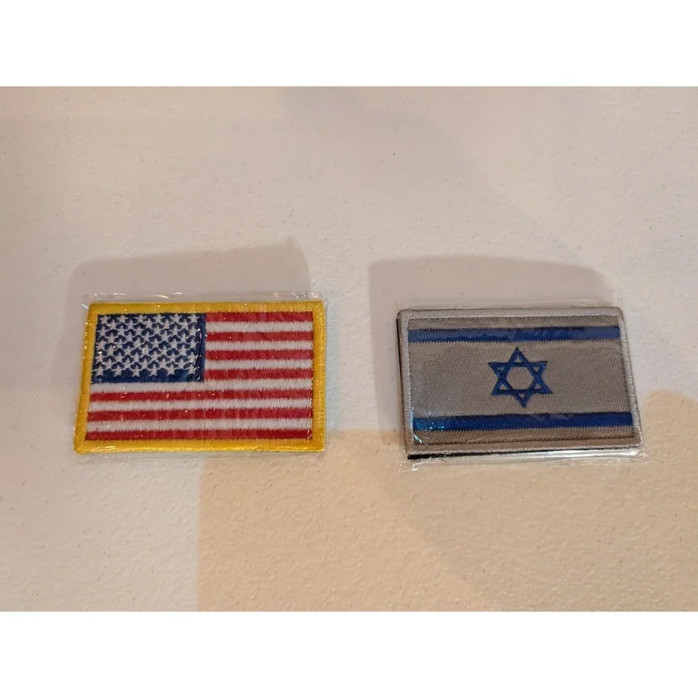 Lot of 2 USA‎ and Israel Flag Patches New
